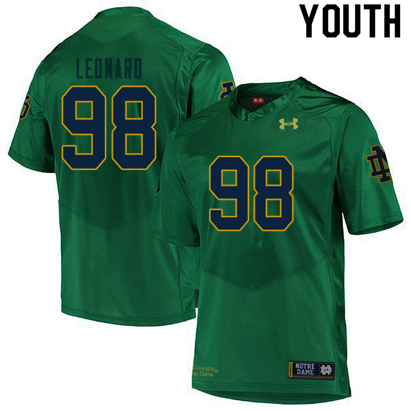 Youth #98 Harrison Leonard Notre Dame Fighting Irish College Football Jerseys Sale-Green